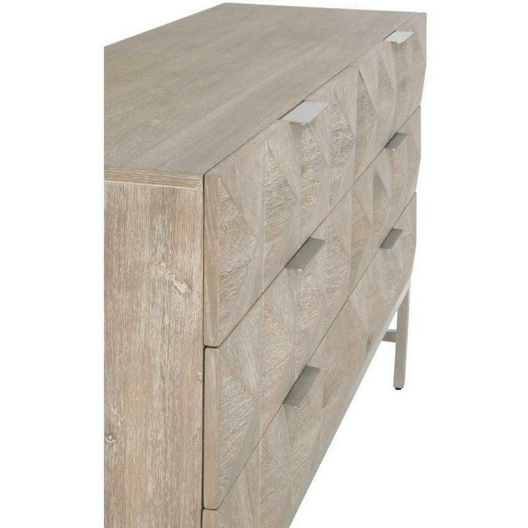 Atlas 6-Drawer Double Dresser Acacia Brushed Stainless Steel Dressers Sideboards and Things By Essentials For Living