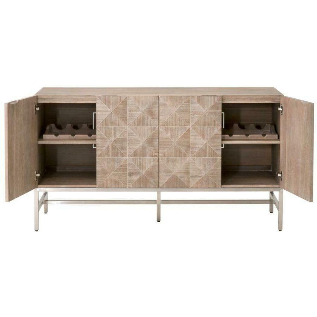 Atlas Media Sideboard Acacia Brushed Stainless Steel Sideboards Sideboards and Things By Essentials For Living