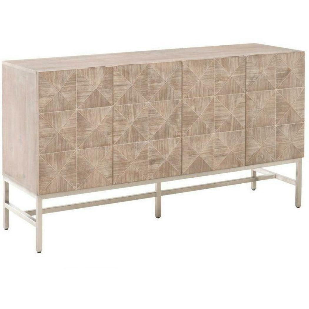 Atlas Media Sideboard Acacia Brushed Stainless Steel Sideboards Sideboards and Things By Essentials For Living