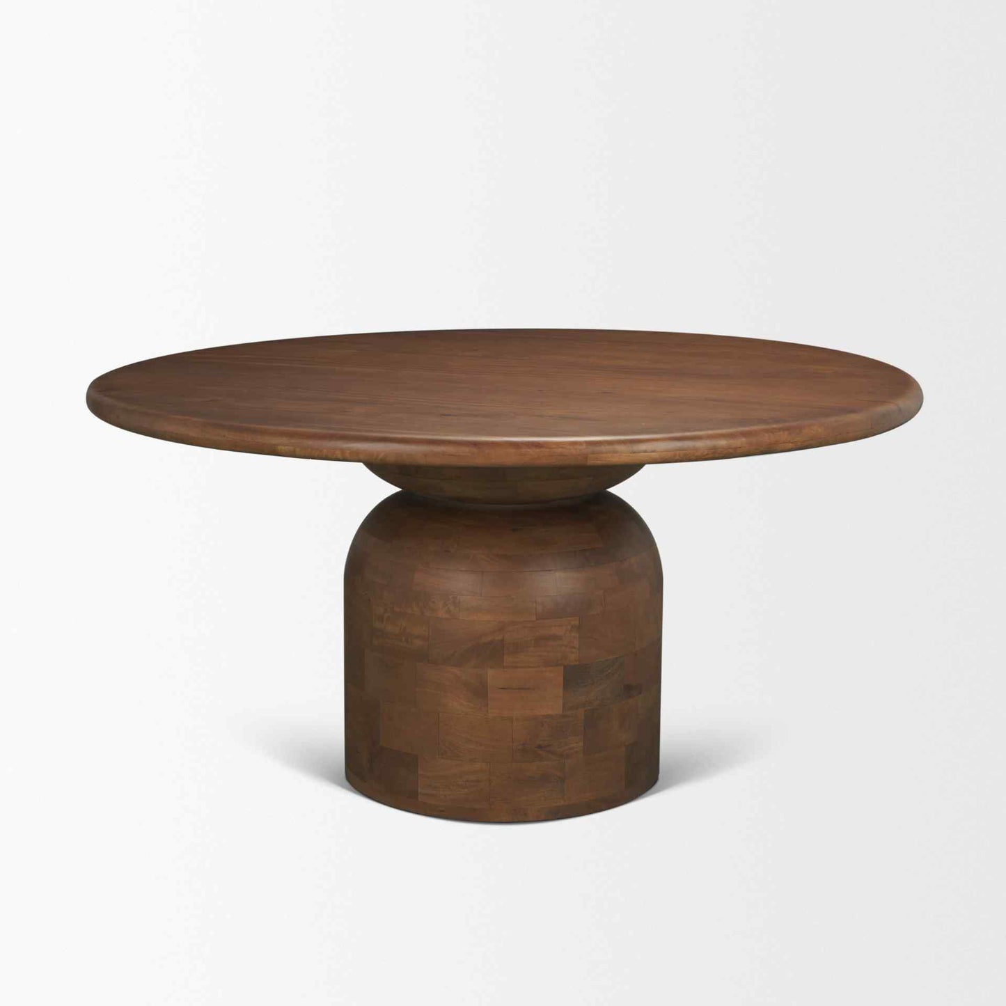 Atlas Pedestal Base Wooden Brown Dining Table