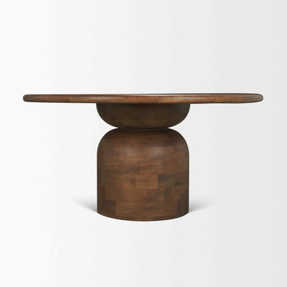 Atlas Pedestal Base Wooden Brown Dining Table