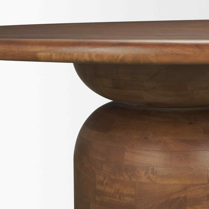 Atlas Pedestal Base Wooden Brown Dining Table