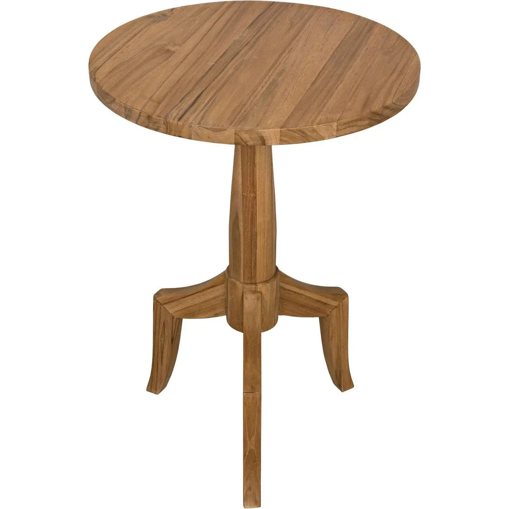 Noir Atomic Natural Teak Wood Round Side Table