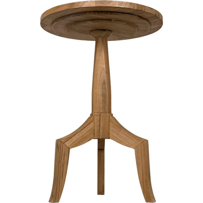 Noir Atomic Natural Teak Wood Round Side Table