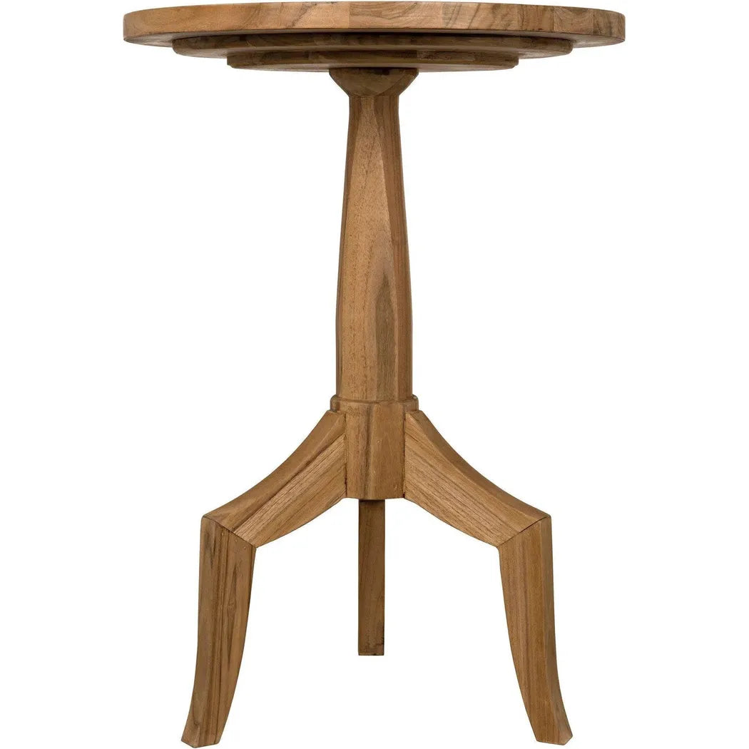 Noir Atomic Natural Teak Wood Round Side Table