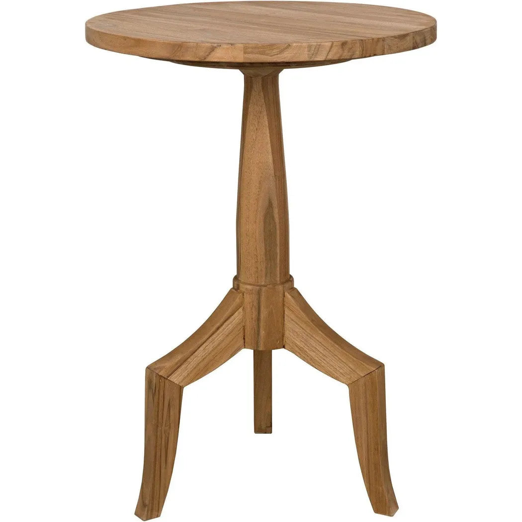 Noir Atomic Natural Teak Wood Round Side Table