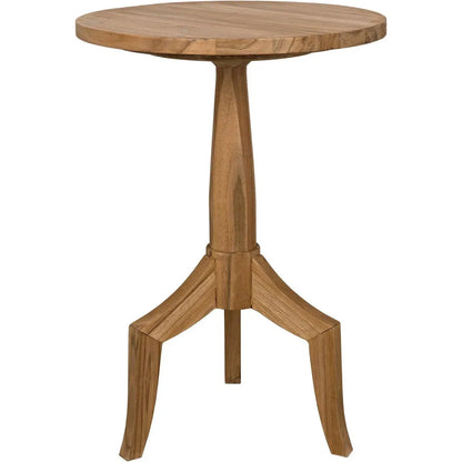 Noir Atomic Natural Teak Wood Round Side Table