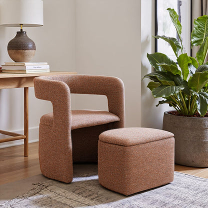 Zuo Modern Atria Tawny Brown Fabric Club Chair with Ottoman