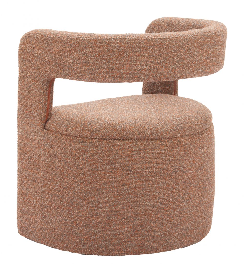 Zuo Modern Atria Tawny Brown Fabric Club Chair with Ottoman
