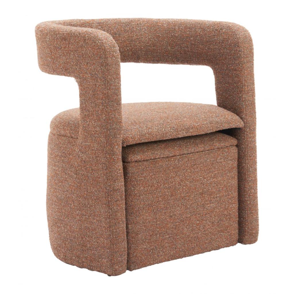 Zuo Modern Atria Tawny Brown Fabric Club Chair with Ottoman