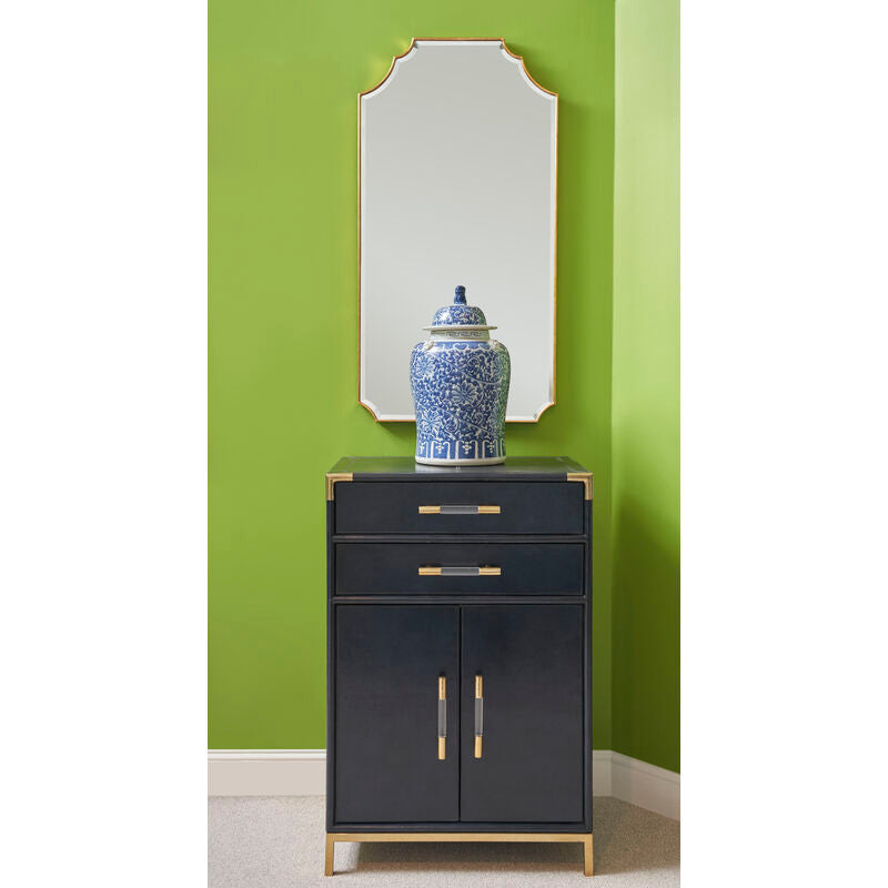 Atticus Dark Blue Leather Wrapped Cabinet-Accent Cabinets-Chelsea House-LOOMLAN