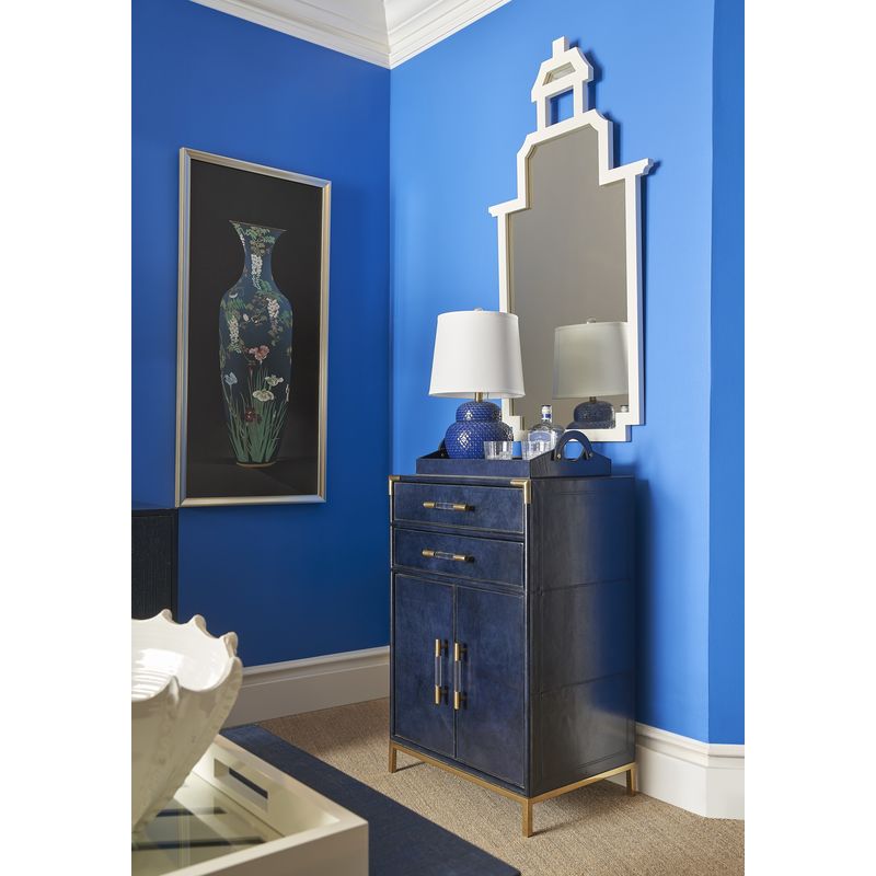 Atticus Dark Blue Leather Wrapped Cabinet-Accent Cabinets-Chelsea House-LOOMLAN