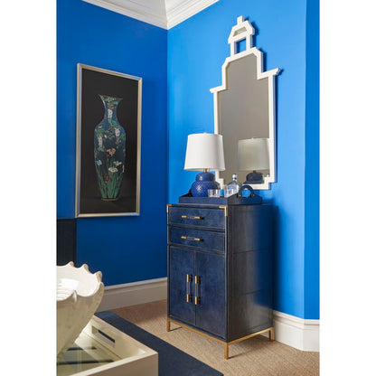 Atticus Dark Blue Leather Wrapped Cabinet-Accent Cabinets-Chelsea House-LOOMLAN