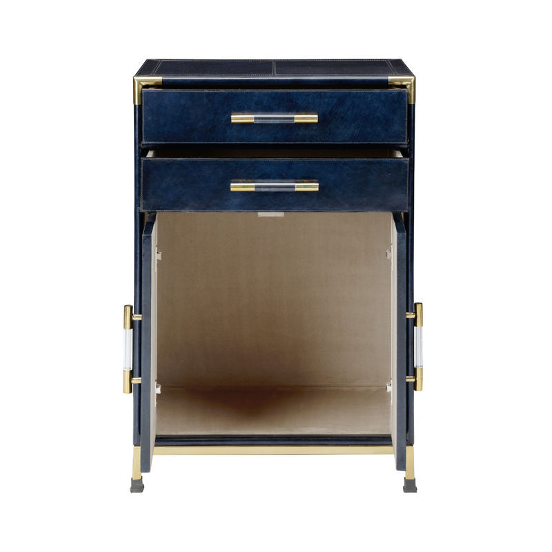 Atticus Dark Blue Leather Wrapped Cabinet-Accent Cabinets-Chelsea House-LOOMLAN
