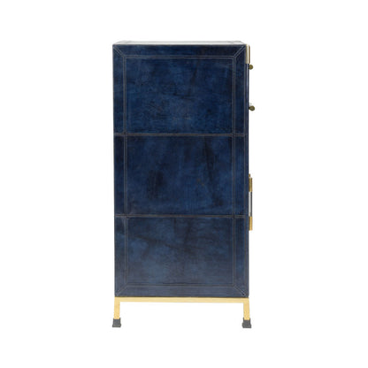 Atticus Dark Blue Leather Wrapped Cabinet-Accent Cabinets-Chelsea House-LOOMLAN