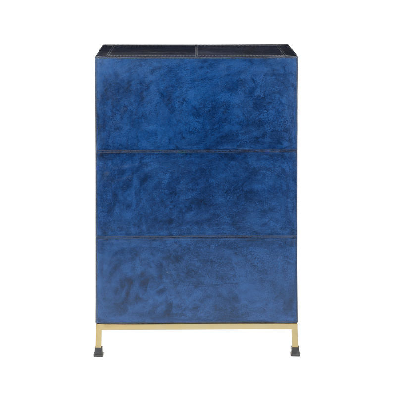Atticus Dark Blue Leather Wrapped Cabinet-Accent Cabinets-Chelsea House-LOOMLAN