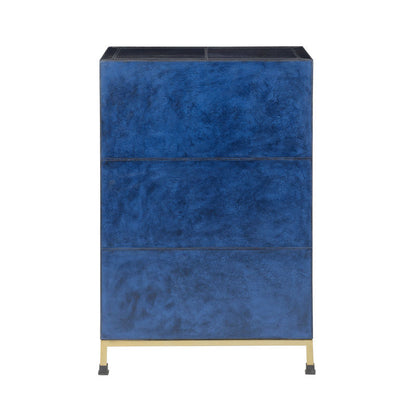 Atticus Dark Blue Leather Wrapped Cabinet-Accent Cabinets-Chelsea House-LOOMLAN