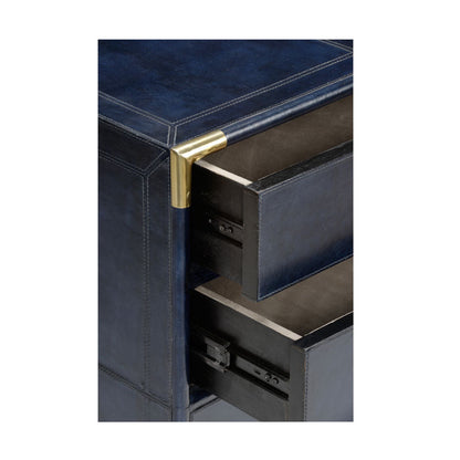 Atticus Dark Blue Leather Wrapped Cabinet-Accent Cabinets-Chelsea House-LOOMLAN