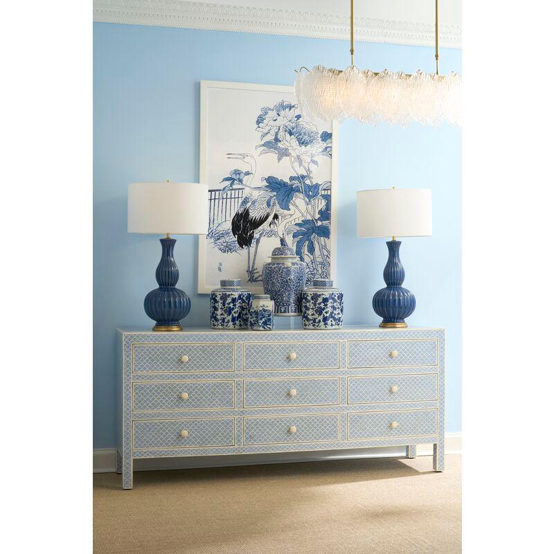 Chelsea House Augusta Blue Matte Finish Ceramic Table Lamp