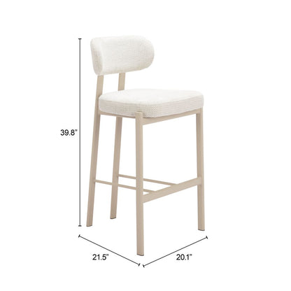 Zuo Modern Aurea Textured Fabric Barstool 2PC