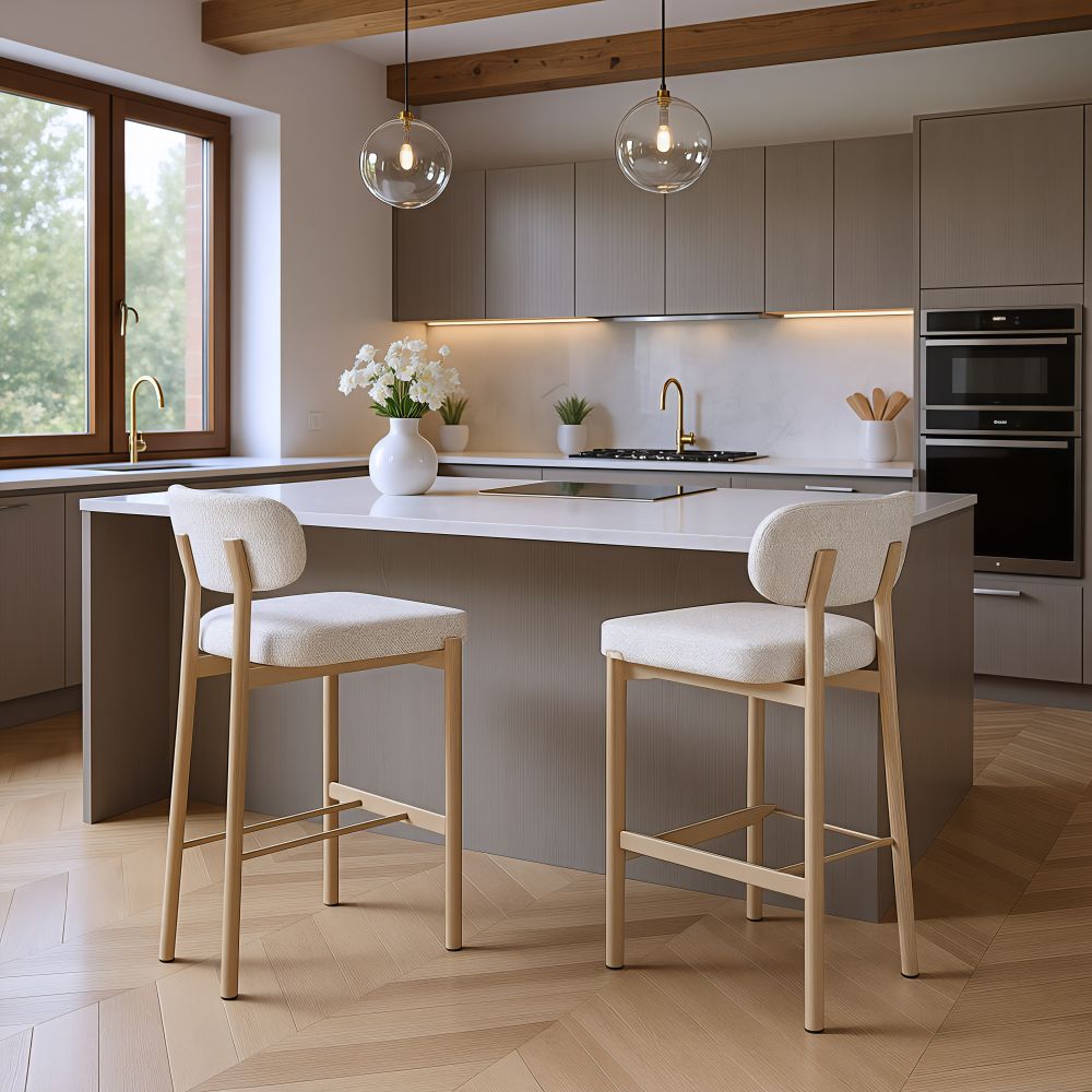 Zuo Modern Aurea Textured Fabric Barstool 2PC