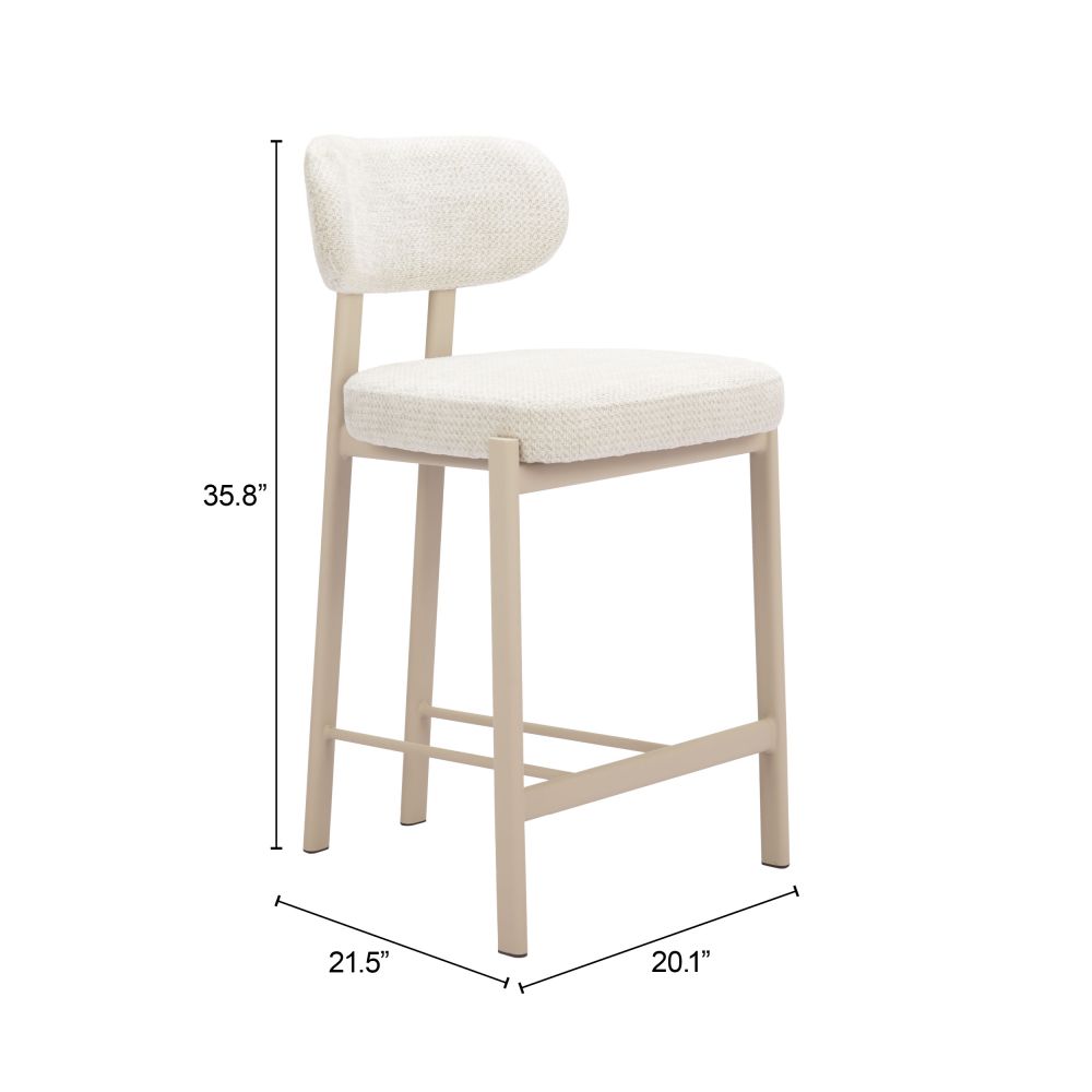Zuo Modern Aurea Textured Fabric Counter Stool 2PC