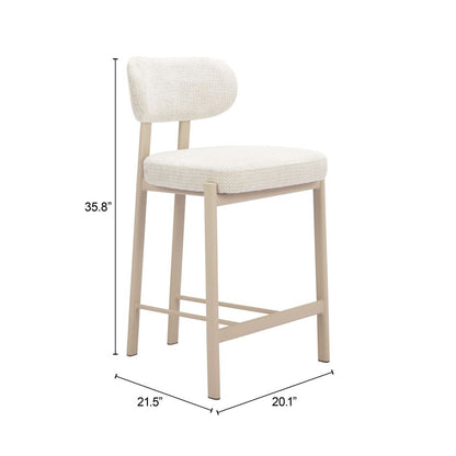 Zuo Modern Aurea Textured Fabric Counter Stool 2PC