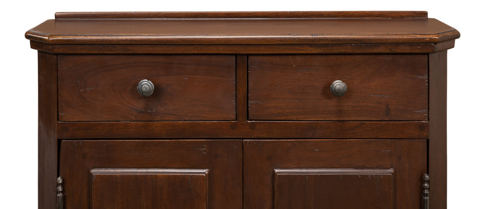 Austrian Hall Cabinet Walnut Slim Cabinet With Drawers-Accent Cabinets-Sarreid-LOOMLAN