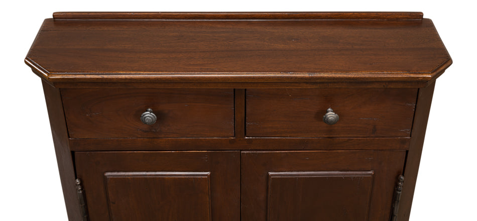 Austrian Hall Cabinet Walnut Slim Cabinet With Drawers-Accent Cabinets-Sarreid-LOOMLAN