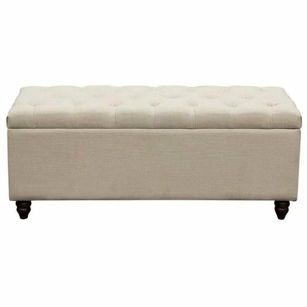 Ave Tufted Lift-Top Storage Trunk Desert Sand Linen Ottomans Sideboards and Things  By Diamond Sofa