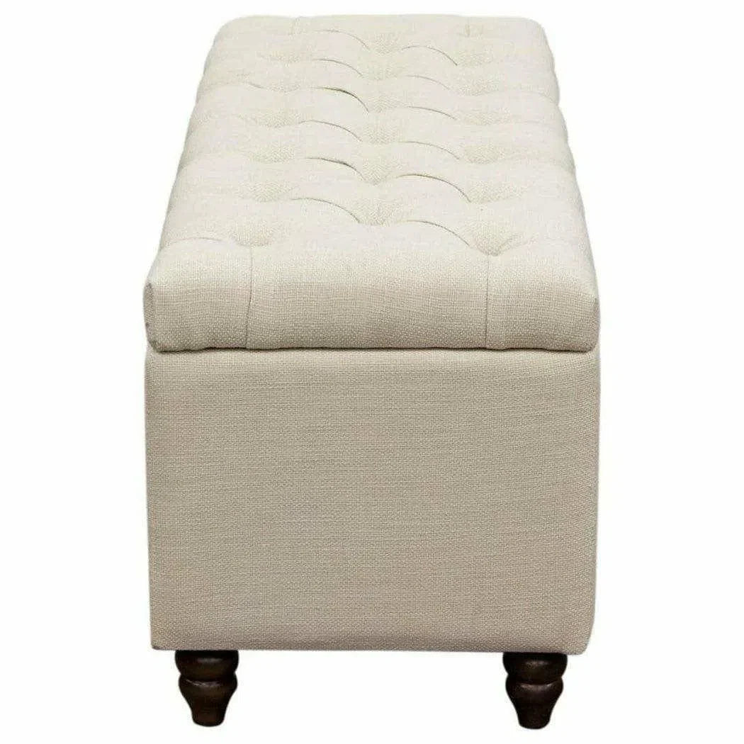 Ave Tufted Lift-Top Storage Trunk Desert Sand Linen Ottomans Sideboards and Things  By Diamond Sofa