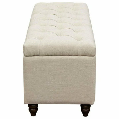 Ave Tufted Lift-Top Storage Trunk Desert Sand Linen Ottomans Sideboards and Things  By Diamond Sofa