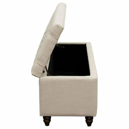 Ave Tufted Lift-Top Storage Trunk Desert Sand Linen Ottomans Sideboards and Things  By Diamond Sofa