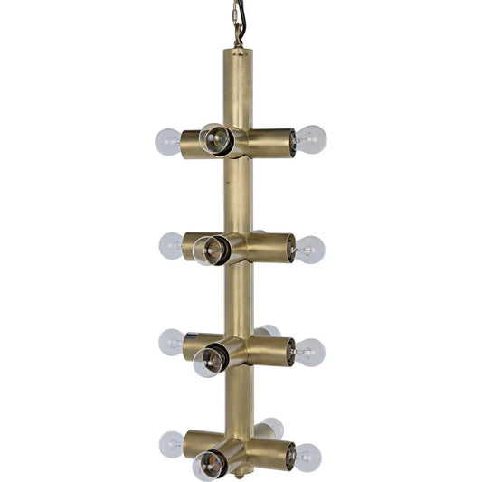 Noir Axe Metal Chandelier With Brass Finish