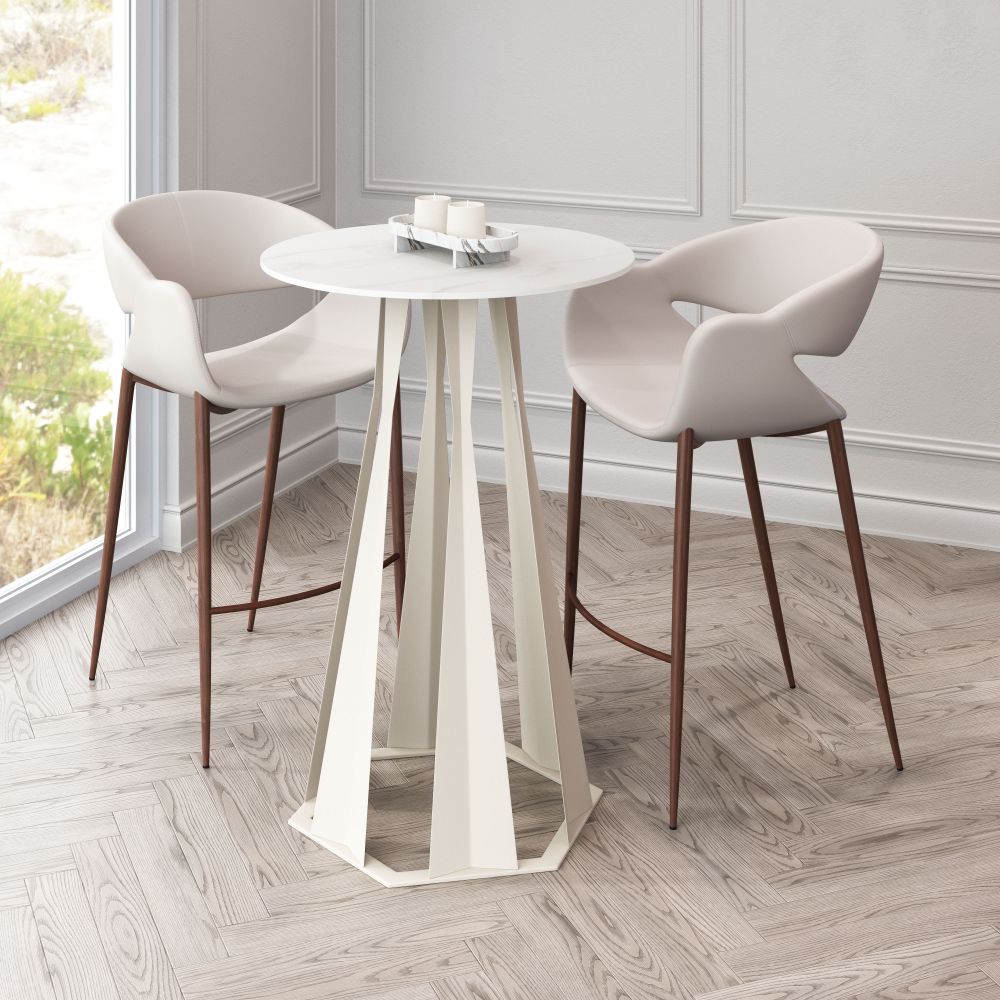 Zuo Modern Axis Faux Marble Top White Bar Table