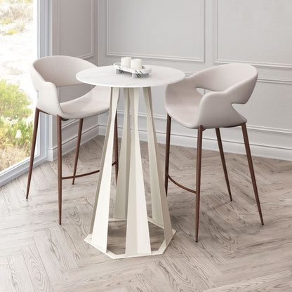 Zuo Modern Axis Faux Marble Top White Bar Table