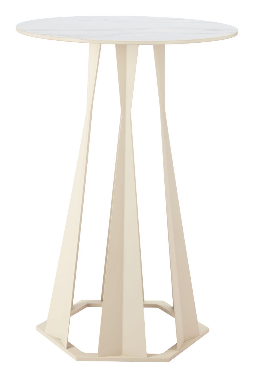 Zuo Modern Axis Faux Marble Top White Bar Table