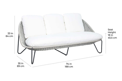 Azores 3 Seat Sofa - Coconut White Outdoor Sofa-Outdoor Sofas & Loveseats-Seasonal Living-Sideboards and Things