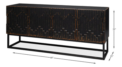 Aztec Black Sideboard Black Buffet for Dining Room-Sideboards-Sarreid-LOOMLAN