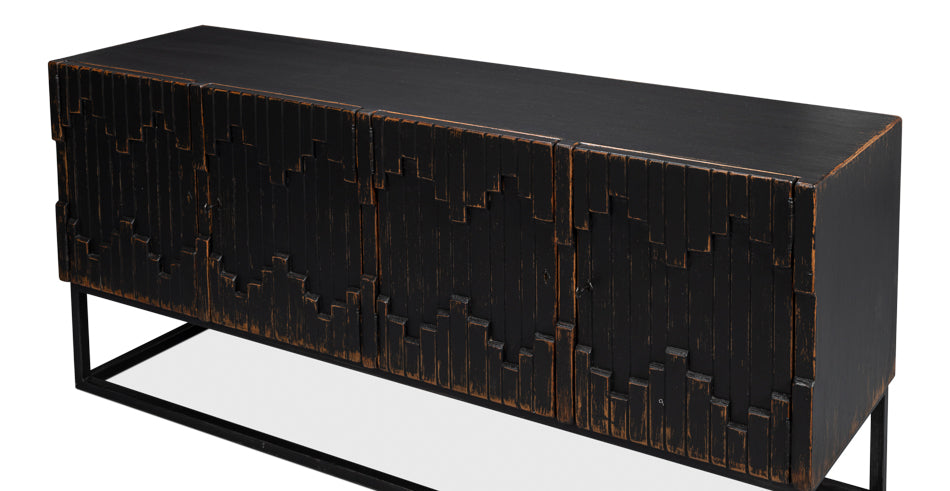 Aztec Black Sideboard Black Buffet for Dining Room-Sideboards-Sarreid-LOOMLAN