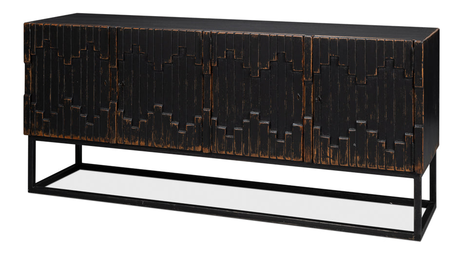 Aztec Black Sideboard Black Buffet for Dining Room-Sideboards-Sarreid-LOOMLAN