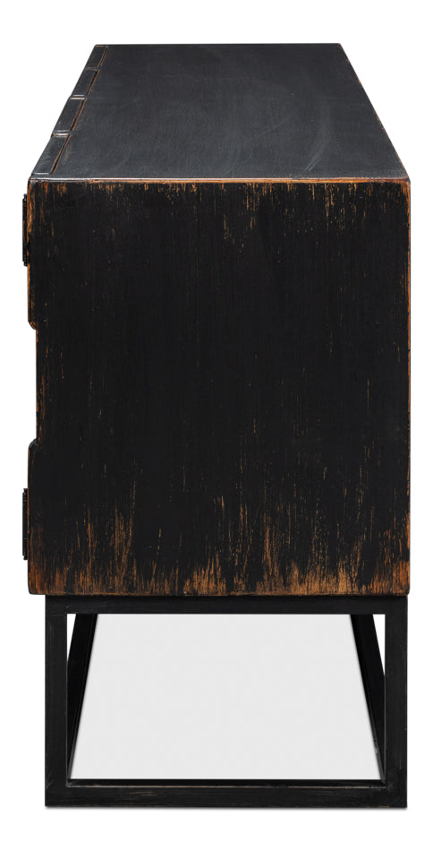 Aztec Black Sideboard Black Buffet for Dining Room-Sideboards-Sarreid-LOOMLAN