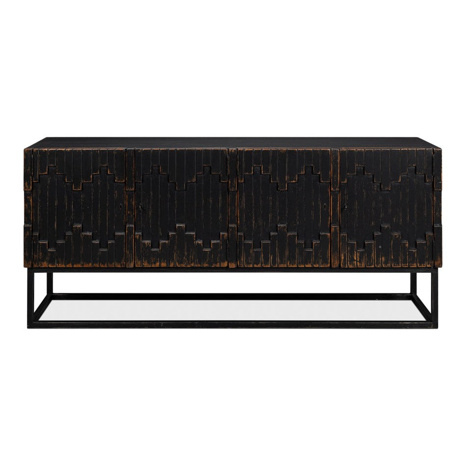 Aztec Black Sideboard Black Buffet for Dining Room-Sideboards-Sarreid-LOOMLAN