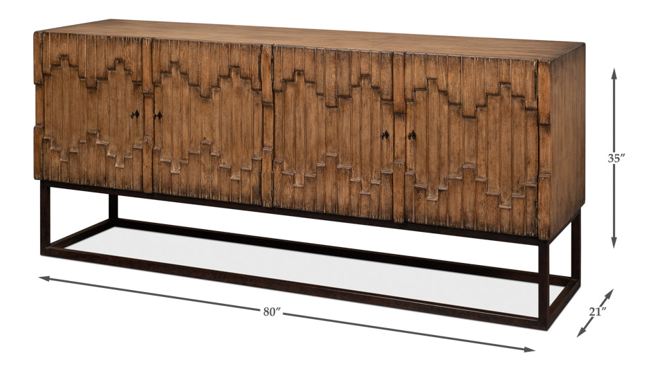 Aztec Brown Sideboard Black Buffet for Dining Room-Sideboards-Sarreid-LOOMLAN