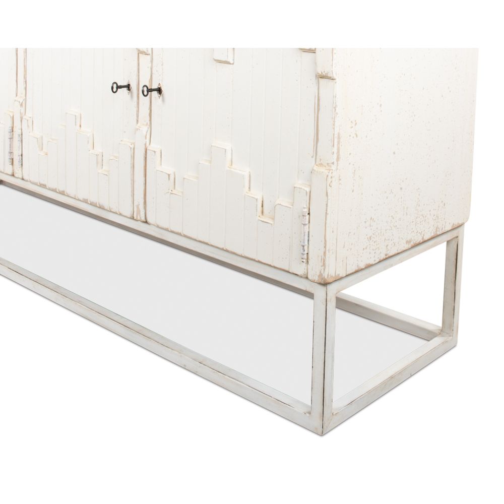 Aztec White Sideboard Black Buffet for Dining Room-Sideboards-Sarreid-LOOMLAN