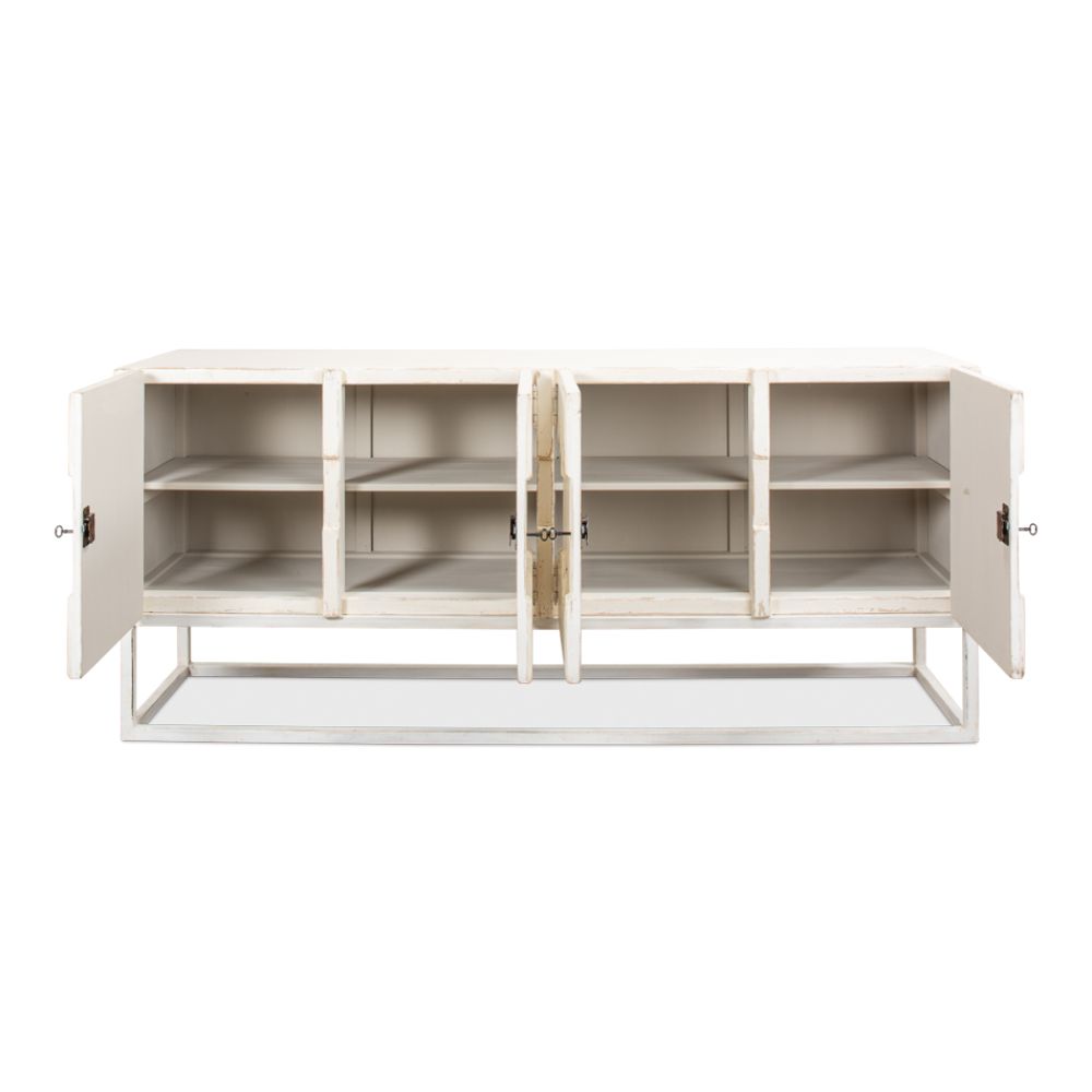 Aztec White Sideboard Black Buffet for Dining Room-Sideboards-Sarreid-LOOMLAN