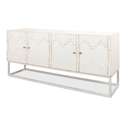 Aztec White Sideboard Black Buffet for Dining Room-Sideboards-Sarreid-LOOMLAN