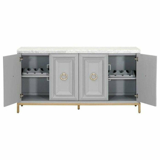 Azure Carrera Media Sideboard White Marble Dove Gray Sideboards Sideboards and Things By Essentials For Living