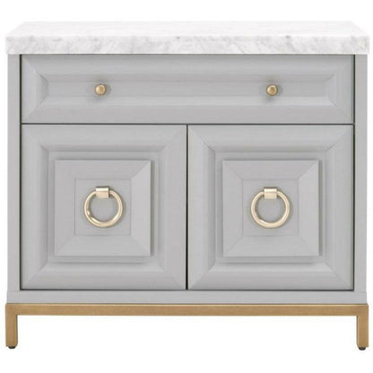 Azure Dove Grey Accent Cabinet With White Carrera Marble Accent Cabinets Sideboards and Things By Essentials For Living