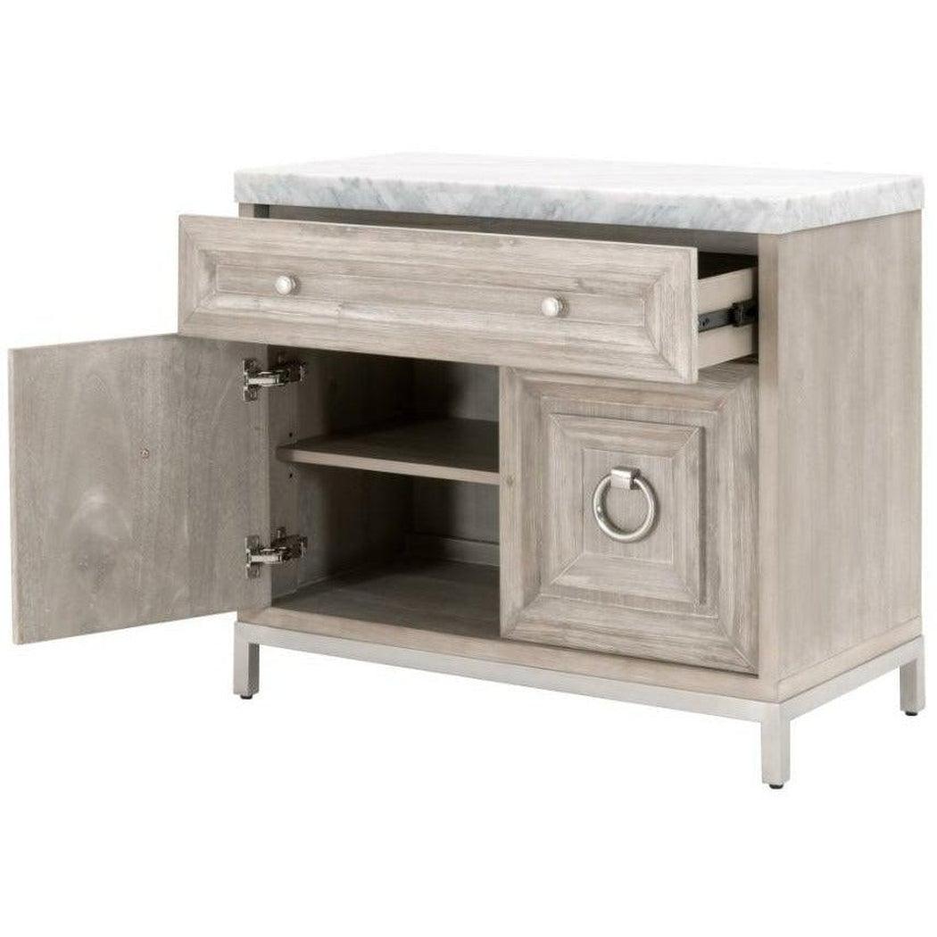 Azure Natural Grey Accent Cabinet With White Carrera Marble Accent Cabinets Sideboards and Things By Essentials For Living